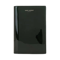 SAINT LAURENT Lacquered Finish Calfskin Passport Holder Unisex Green