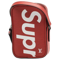 LOUIS VUITTON Epi Leather With Canvas Shoulder Bag, Crossbody Bag Mini Unisex Red