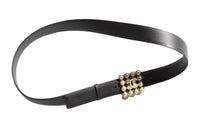 CHANEL Logo Emblem Pin Buckle Leather Belts Women's Black