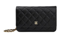 CHANEL Wallet On Chain Quilted Caviar Gold-tone Black