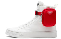 PRADA Wheel Re Nylon High Top Stylish Skateboarding Shoes Women's White Red