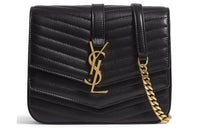 SAINT LAURENT Quilting Lambskin Shoulder Bag Crossbody Bag Small Size Women's Black