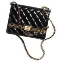 CHANEL Shiny Cow Leather Small Square Bag Shoulder Bag Crossbody Bag Women's Black