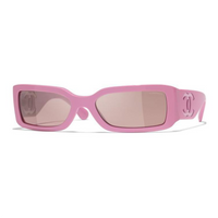 CHANEL Nylon Acetate Irregular Shape Sunglasses Unisex Pink