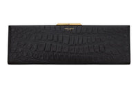 SAINT LAURENT Patent Leather Clutch Large Size Women's Black