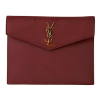 SAINT LAURENT Calfskin Clutch Women's Burgundy