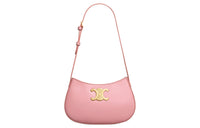 CELINE Cow Leather Handbag Shoulder Bag Women's Rose