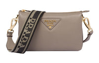 PRADA Leather Crossbody Bag Shoulder Bag Women's Clay Gray