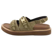 CELINE Tippi Triomphe Strap Sandals Women's Khaki