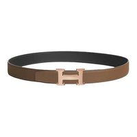 HERMES Calfskin Leather Belts Women's Black/Brown Width: 3.2CM