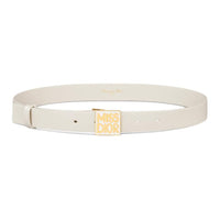 DIOR Graffiti Logo Label Cow Leather Leather Belts Women's Milk White Width: 2.5cm