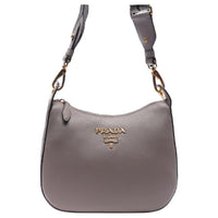 PRADA Cow Leather Crossbody Bag Shoulder Bag Women's Gray