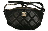 CHANEL Lambskin Fanny Pack Women's Black