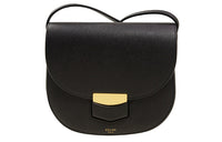 CELINE Calfskin Saddle Bag Shoulder Bag Crossbody Bag Small Size Women's Black
