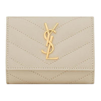 SAINT LAURENT Leather Key Pouch Regular Women's Gray