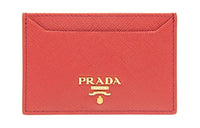 PRADA Cow Leather Card Holder Women's Red