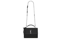 SAINT LAURENT SUNSET Smooth Leather Sunset Bag Handbag Shoulder Bag Crossbody Bag Medium Size Women's Black