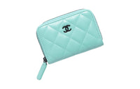 CHANEL 19Bag Sheepskin Coin Purse Women's Turkish Blue