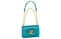 LOUIS VUITTON Twist Polished Crocodile Leather Crossbody Bag, Shoulder Bag Medium Size Women's Blue Duck Blue