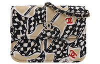 CHANEL Cotton Shoulder Bag Crossbody Bag Women's Black