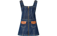 LOUIS VUITTON Leather Accent Denim Mini Dress