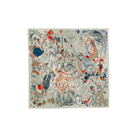 HERMES Silk Scarves Women's Silver/Orange/Green