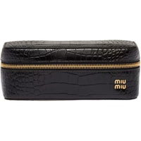 MIU MIU Crocodile Leather Jewelry Box Storage Bag Women's Black