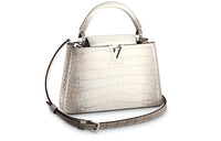 LOUIS VUITTON Capucines Crocodile Leather Capy Sine Handbag Small Size Women's Silver White