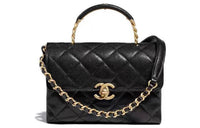 CHANEL Grained Embossed Cow Leather Handbag Shoulder Bag Crossbody Bag Mini Women's Black