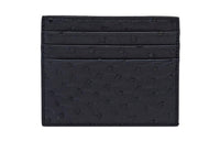 PRADA Ostrich Leather Card Holder Men's Marine Blue
