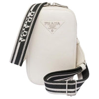 PRADA Leather Shoulder Bag Mini Unisex White