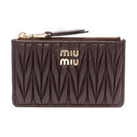 MIU MIU Calfskin Wallet Women's Chocolates Brown