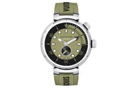LOUIS VUITTON TAMBOUR Collection Wrist Watch Automatic Mechanical Movement Rubber Strap 44mm Green Dial Men's Watches