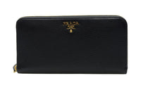 PRADA Cow Leather Wallet Women's Black