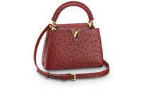 LOUIS VUITTON Capucines Ostrich Leather Shoulder Bag Crossbody Bag Handbag Mini Women's Red