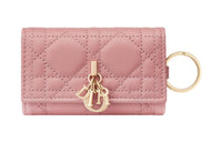 DIOR Lady Dior Lambskin Key Pouch Women's Light Pink