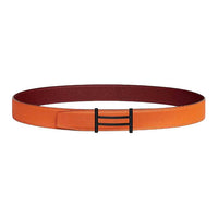 HERMES Epsom Calfskin Leather Belts Men's Rouge H/Orange Width 3.2CM