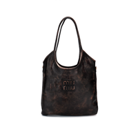 MIU MIU Cow Leather One Shoulder Handbag Women's Sand & Coffee