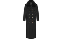 SAINT LAURENT Faux fur Trim Double breasted Coat
