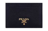 PRADA Saffiano Leather Card Holder Women's Black