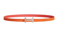 HERMES Floral Pattern Light Purple Buckle Epsom Calfskin Double-Sided Leather Belt Women's Orange Width: 1.3cm
