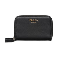 PRADA Leather Coin Purse Men's Black