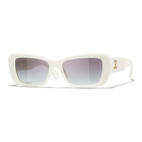 CHANEL Plate Frame Rectangular Sunglasses Unisex White