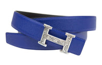 HERMES Leather Leather Belts Unisex Blue Width: 3.2cm
