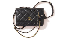 CHANEL Sheepskin Wallet, Crossbody Bag Regular Women's Black