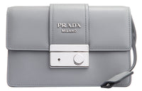 PRADA Leather Shoulder Bags Women's Gray