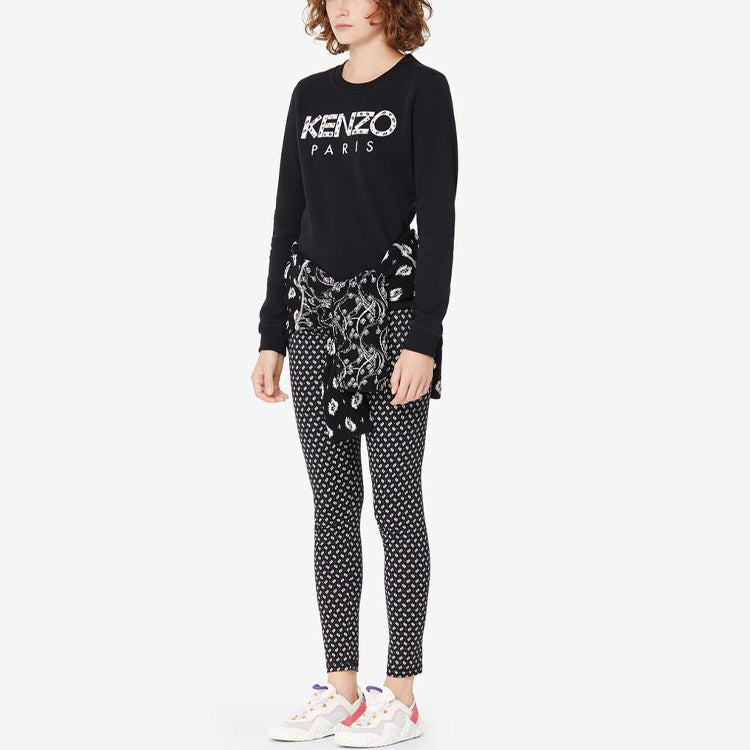 (WMNS) KENZO Logo Printing Sports Hoodie Black FA52SW707962-99