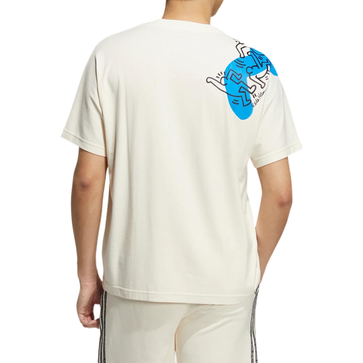 adidas x Keith Haring Crossover SS22 Cartoon Pattern Printing Round Neck Short Sleeve White HD7264