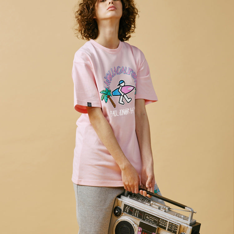 PJ's Vigor Multi-Color Pattern Printing Short Sleeve Unisex Pink 20SSTS10313-P