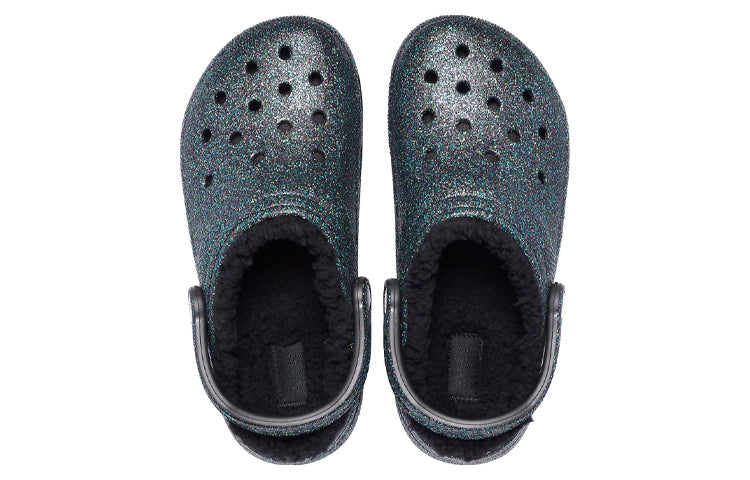 (WMNS) Crocs Classic Glitter Black Lined Clogs 'Starry Skies' 205842-9BD